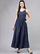 Women Solid Navy Blue Maxi Dress