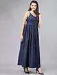 Women Solid Navy Blue Maxi Dress