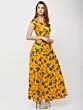 Women Yellow Printed Maxi Dress