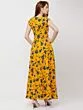 Women Yellow Printed Maxi Dress