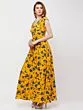 Women Yellow Printed Maxi Dress