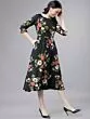 Women Black & Red Floral Print Fit and Flare Dress