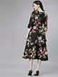 Women Black & Red Floral Print Fit and Flare Dress