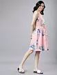 Women Pink & Blue Floral Print Fit and Flare Dress
