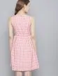Women White & Pink Checked Fit and Flare Dress