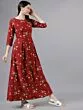 Women Rust Floral Print Maxi Dress