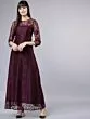 Women Maroon Self Design Maxi Dress