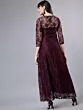 Women Maroon Self Design Maxi Dress