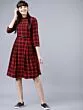 Women Red & Navy Blue Shirt Dress
