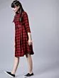 Women Red & Navy Blue Shirt Dress