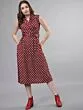 Women Maroon And White Printed Shirt Dress