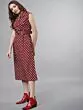 Women Maroon And White Printed Shirt Dress