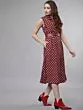 Women Maroon And White Printed Shirt Dress