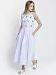 Women Blue & White Solid Midi Dress