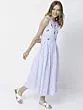 Women Blue & White Solid Midi Dress