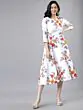 Women Off-White & Pink Floral Print Fit and Flare Dress