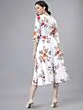 Women Off-White & Pink Floral Print Fit and Flare Dress