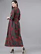 Women Teal & Red Floral Print Maxi Dress