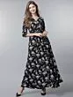 Women Navy Blue Printed Maxi Dress