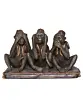 Polyresin and Bronze Brown Set Of 3 Wise Monkeys Showpiece Decorative Animal Figurine