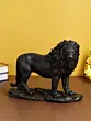 Polyresin and Bronze Black Carved Brave Lion Showpiece Decorative Animal Figurine