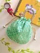 Women Green Chikan Embroidered Sequence Potli Bag