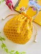 Women Yellow Chikan Embroidered Sequence Potli Bag