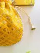 Women Yellow Chikan Embroidered Sequence Potli Bag