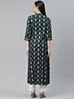 Women Printed Viscose Rayon A-line Kurta (Green)