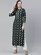 Women Printed Viscose Rayon A-line Kurta (Green)
