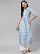 Women Floral Print Viscose Rayon Straight Kurta (Blue)