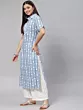 Women Floral Print Viscose Rayon Straight Kurta (Blue)