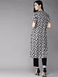 Women Printed Viscose Rayon Straight Kurta (White, Black)