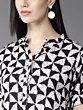 Women Printed Viscose Rayon Straight Kurta (White, Black)