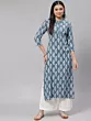 Women Floral Print Pure Cotton Straight Kurta  (Grey, White)
