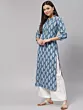Women Floral Print Pure Cotton Straight Kurta  (Grey, White)