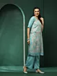 Cream & Blue Floral Print Kurta With Palazzo
