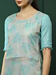 Cream & Blue Floral Print Kurta With Palazzo