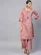 Mauve Solid Chanderi Straight Kurta With Palazzo Set