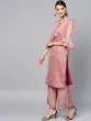Mauve Solid Chanderi Straight Kurta With Palazzo Set