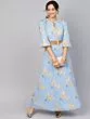 Blue Gold Print Lehenga With Top