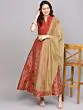 Rust Gold Printed Lehenga With Blouse & Dupatta