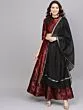 Maroon Self Designed Lehenga Choli With Dupatta