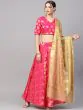 Magenta Gold Self Designed Lehenga Choli With Dupatta