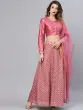 Pink Checked Lehenga With Choli & Dupatta