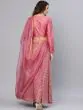 Pink Checked Lehenga With Choli & Dupatta