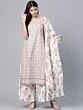 White Kurta Palazzo Set With Dupatta