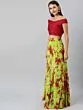 Green & Magenta Pink Dyed Ready To Wear Lehenga & Blouse With Dupatta