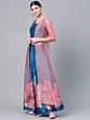 Blue & Pink Floral Print Ready To Wear Lehenga Choli With Ethnic Laye