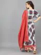 Red & Blue Checks Printed Lehenga Choli With Solid Dupatta